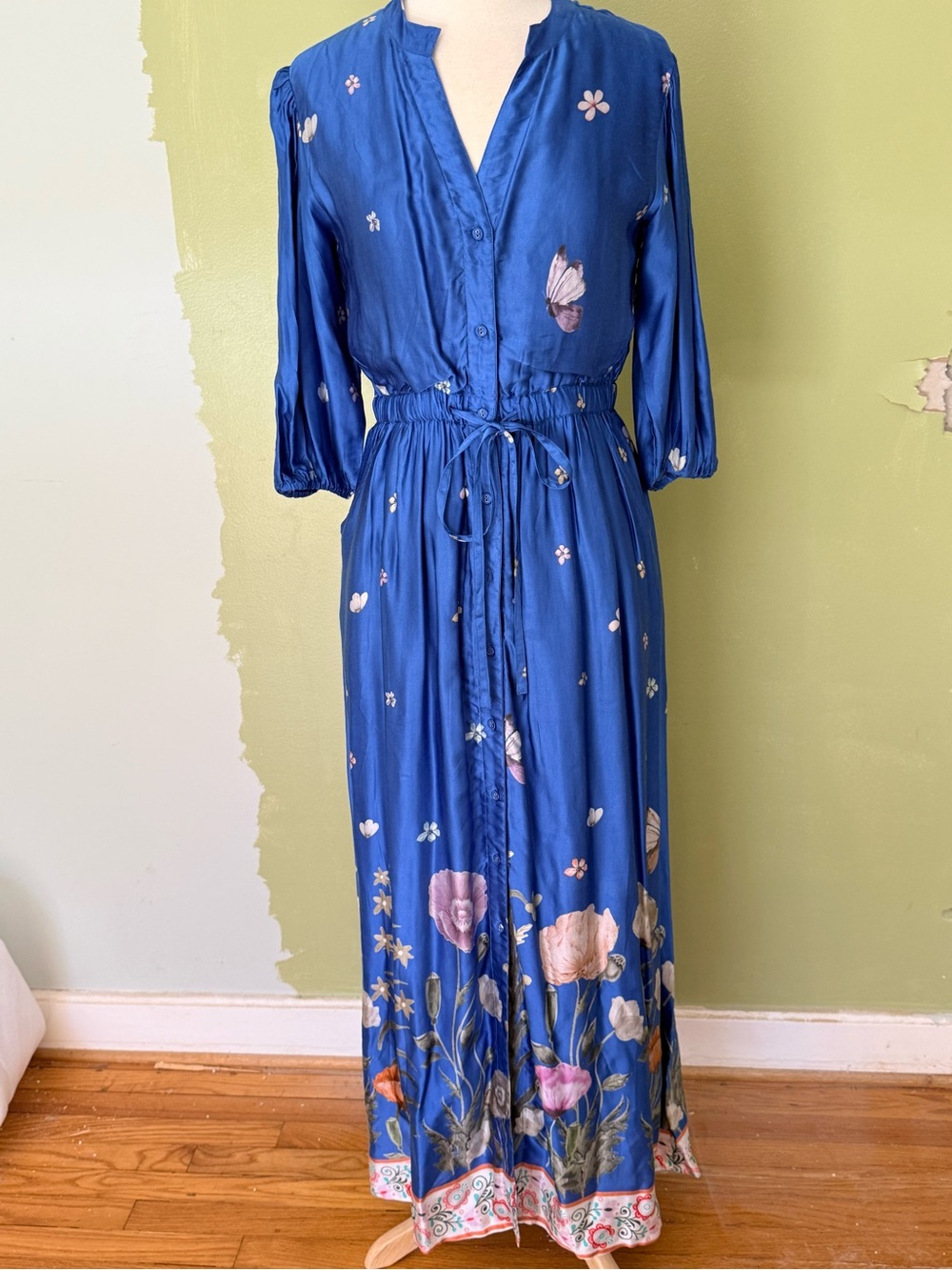 Beau & Ro Floral Button-Front Maxi Dress- sz Large